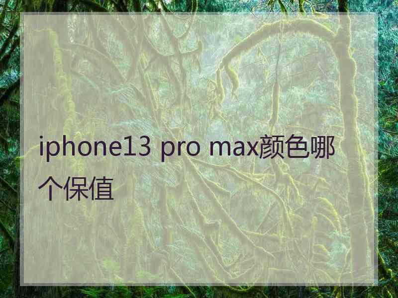 iphone13 pro max颜色哪个保值