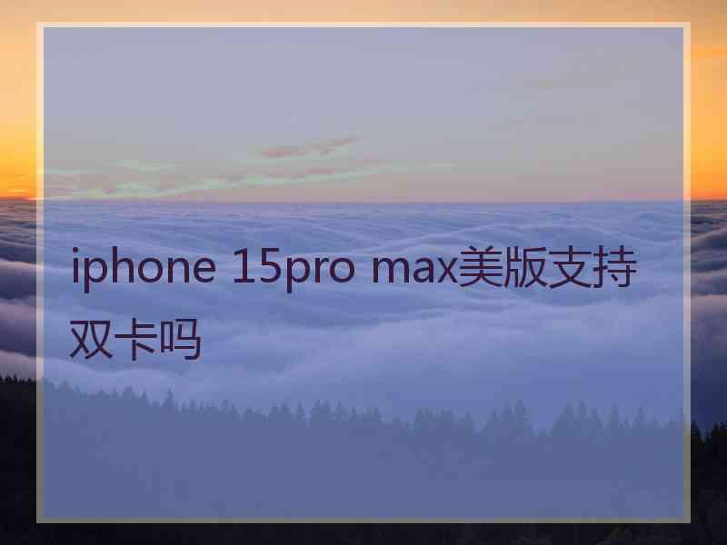 iphone 15pro max美版支持双卡吗