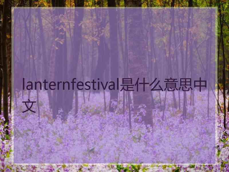 lanternfestival是什么意思中文