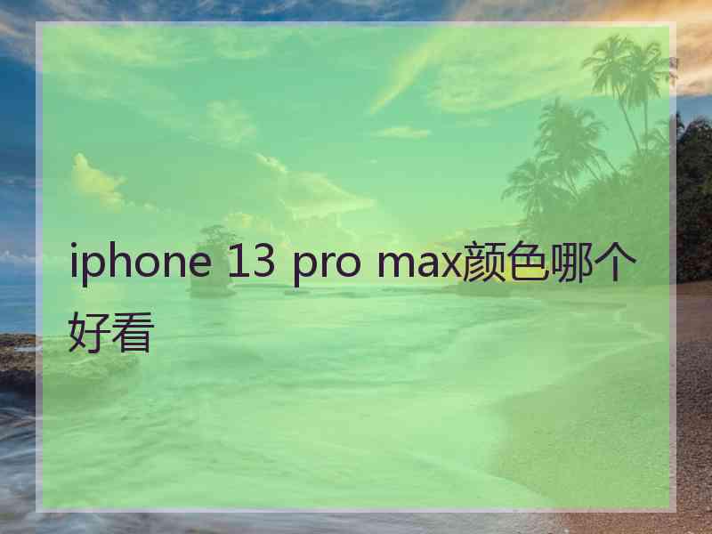 iphone 13 pro max颜色哪个好看