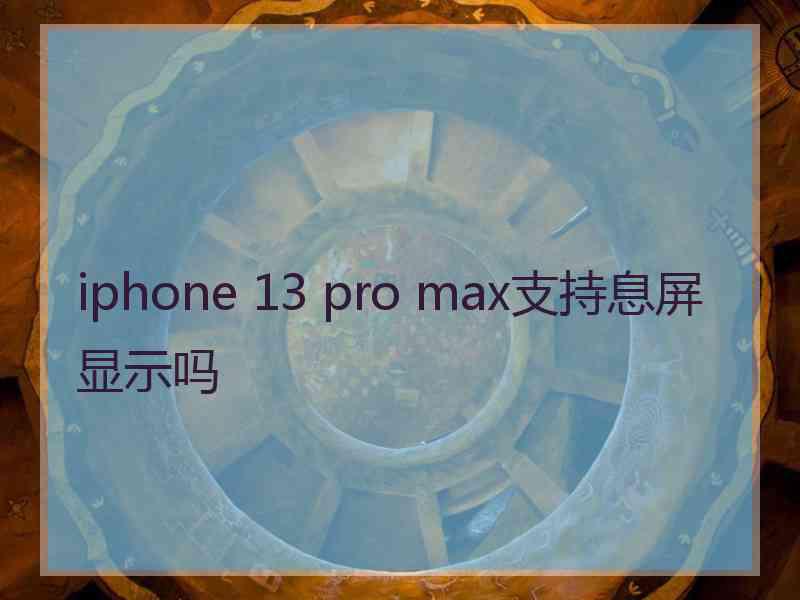 iphone 13 pro max支持息屏显示吗