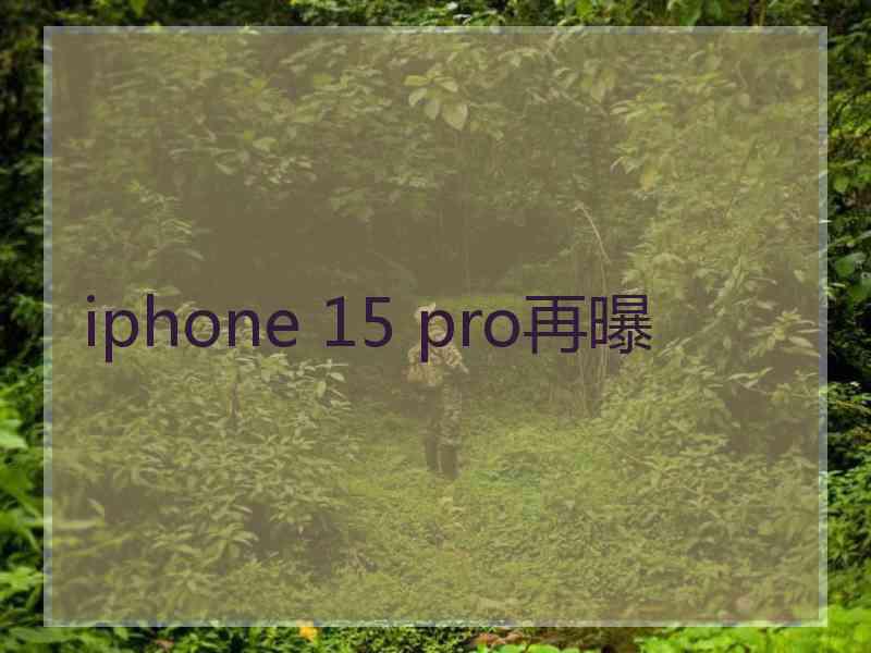 iphone 15 pro再曝