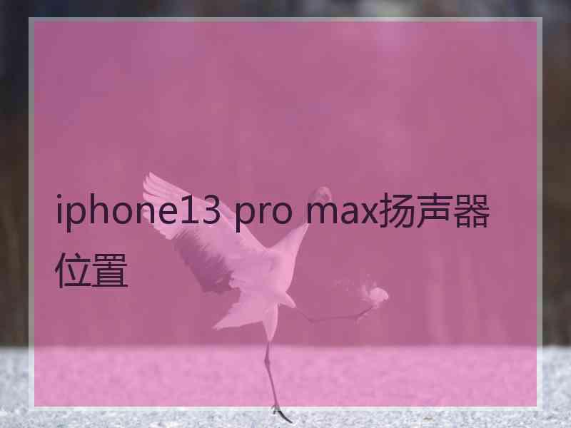 iphone13 pro max扬声器位置