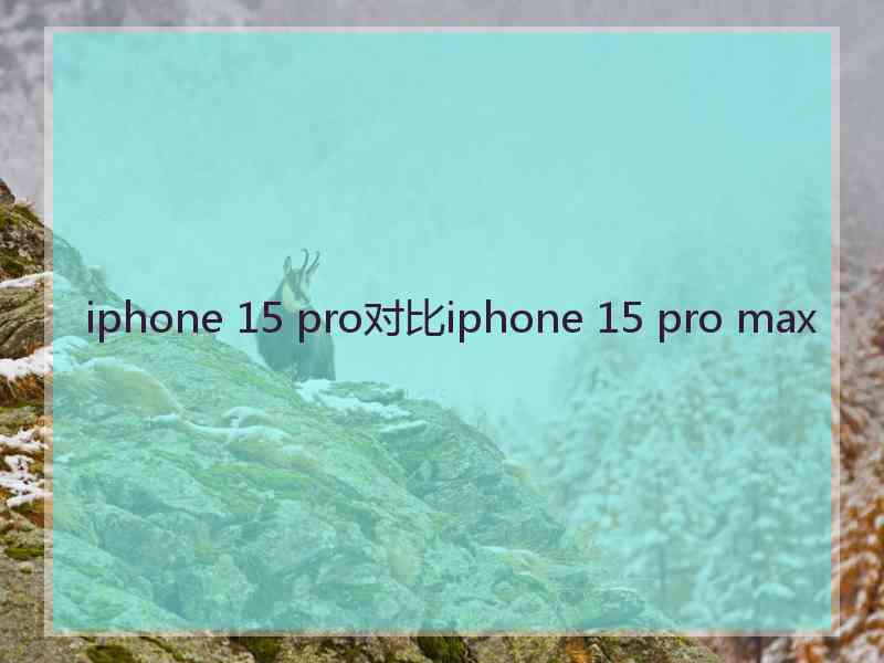 iphone 15 pro对比iphone 15 pro max