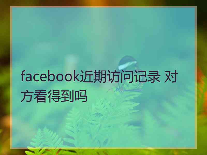 facebook近期访问记录 对方看得到吗