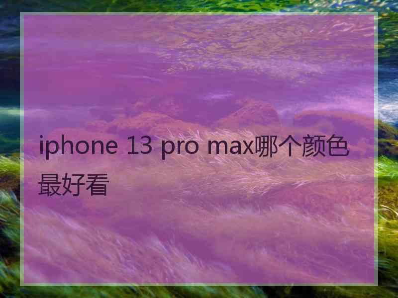 iphone 13 pro max哪个颜色最好看