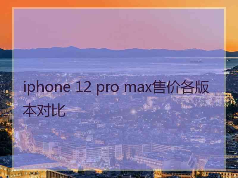 iphone 12 pro max售价各版本对比