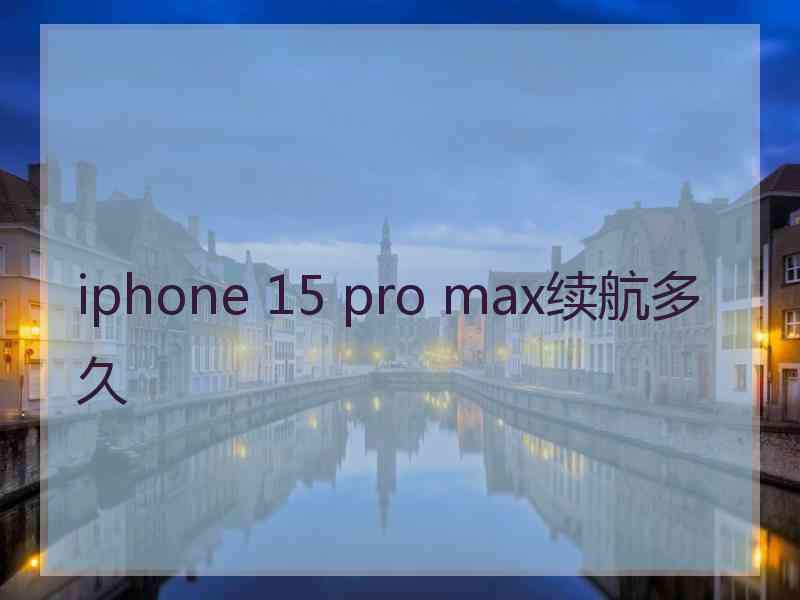 iphone 15 pro max续航多久