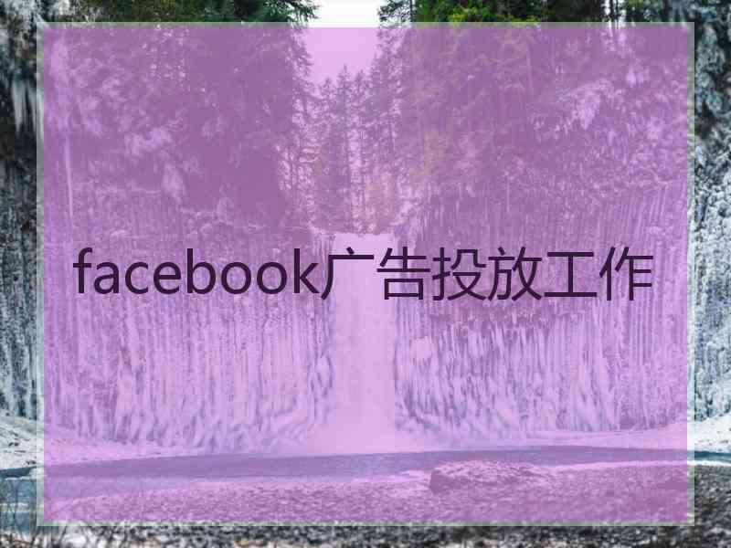 facebook广告投放工作