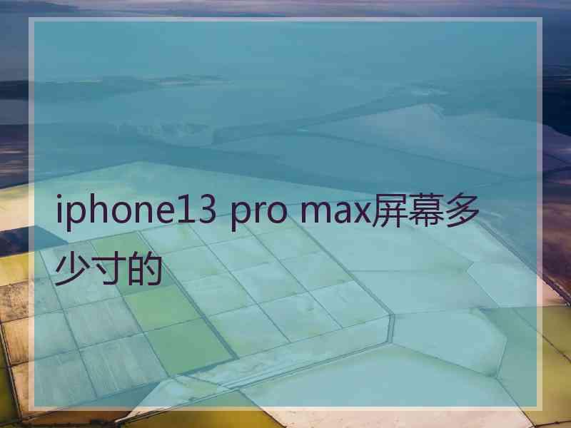 iphone13 pro max屏幕多少寸的