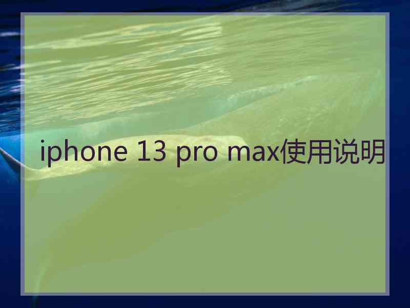 iphone 13 pro max使用说明