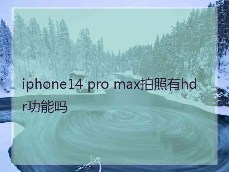 iphone14 pro max拍照有hdr功能吗