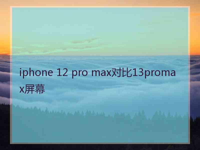 iphone 12 pro max对比13promax屏幕