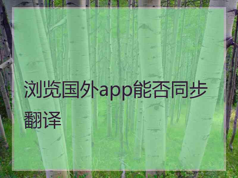 浏览国外app能否同步翻译