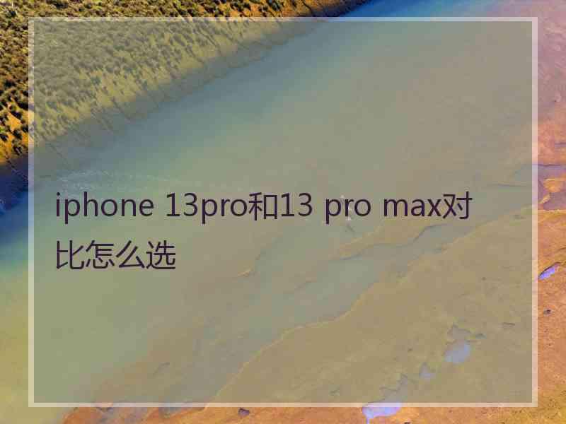 iphone 13pro和13 pro max对比怎么选