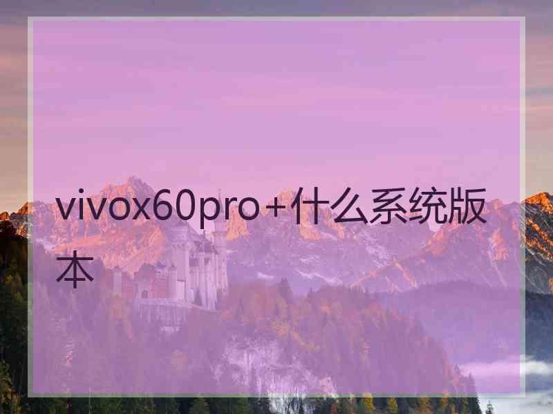 vivox60pro+什么系统版本