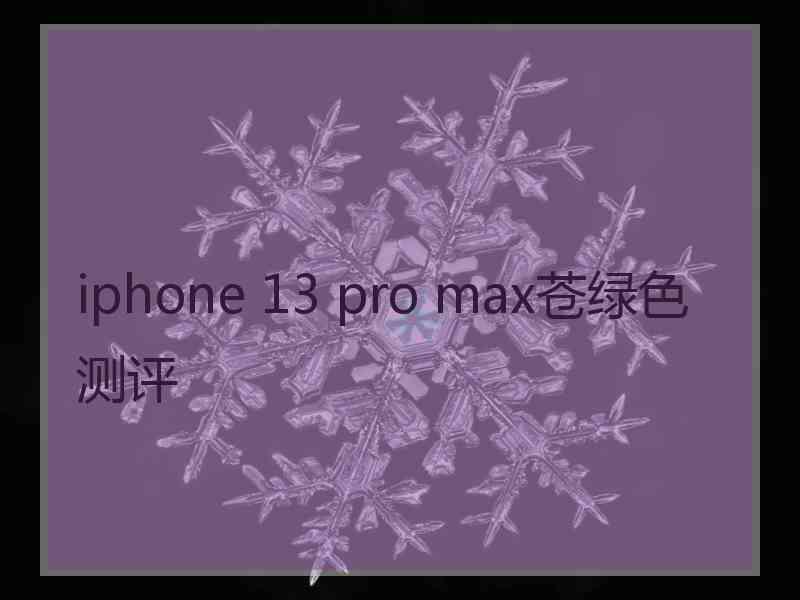 iphone 13 pro max苍绿色测评