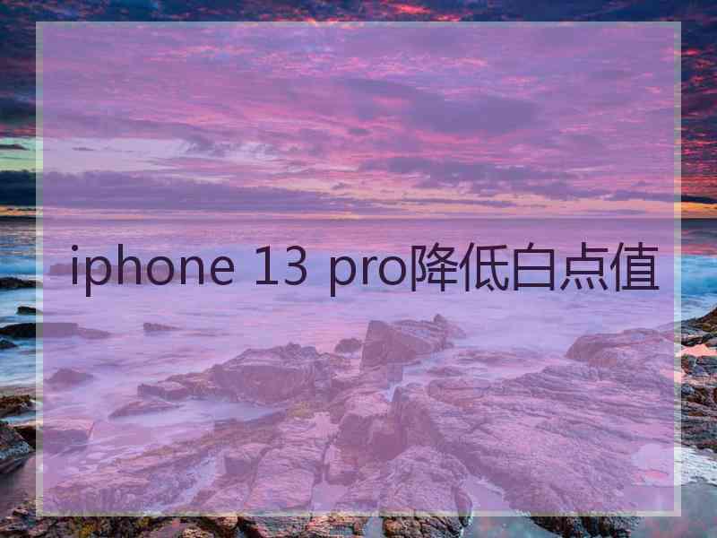 iphone 13 pro降低白点值