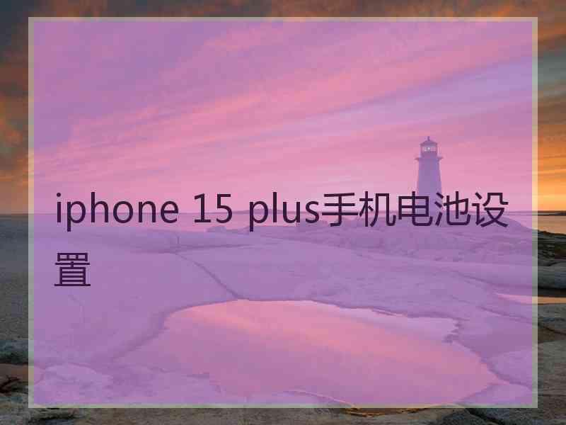 iphone 15 plus手机电池设置