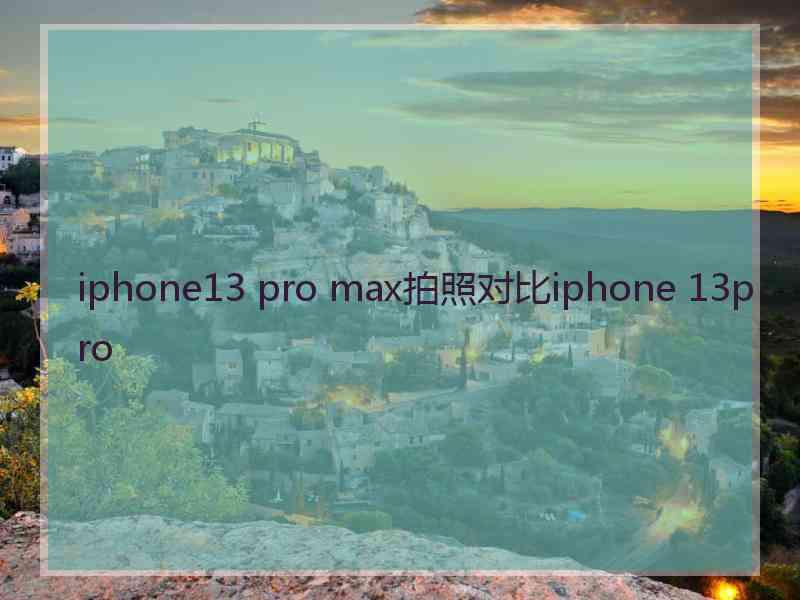 iphone13 pro max拍照对比iphone 13pro