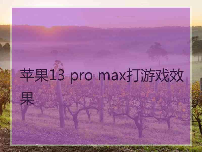 苹果13 pro max打游戏效果