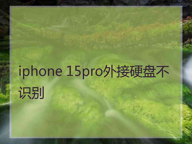 iphone 15pro外接硬盘不识别