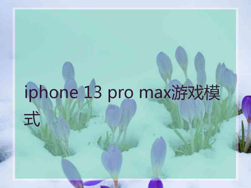 iphone 13 pro max游戏模式