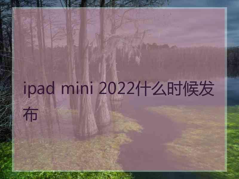 ipad mini 2022什么时候发布