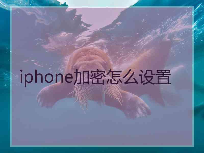 iphone加密怎么设置