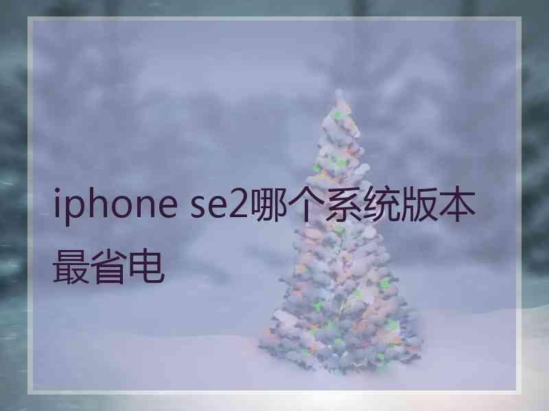 iphone se2哪个系统版本最省电