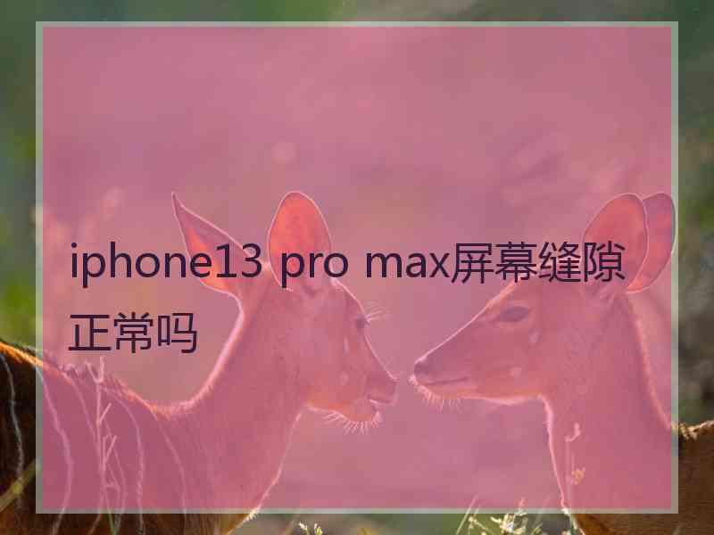 iphone13 pro max屏幕缝隙正常吗