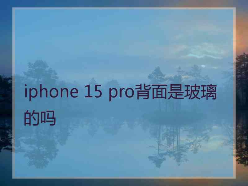 iphone 15 pro背面是玻璃的吗