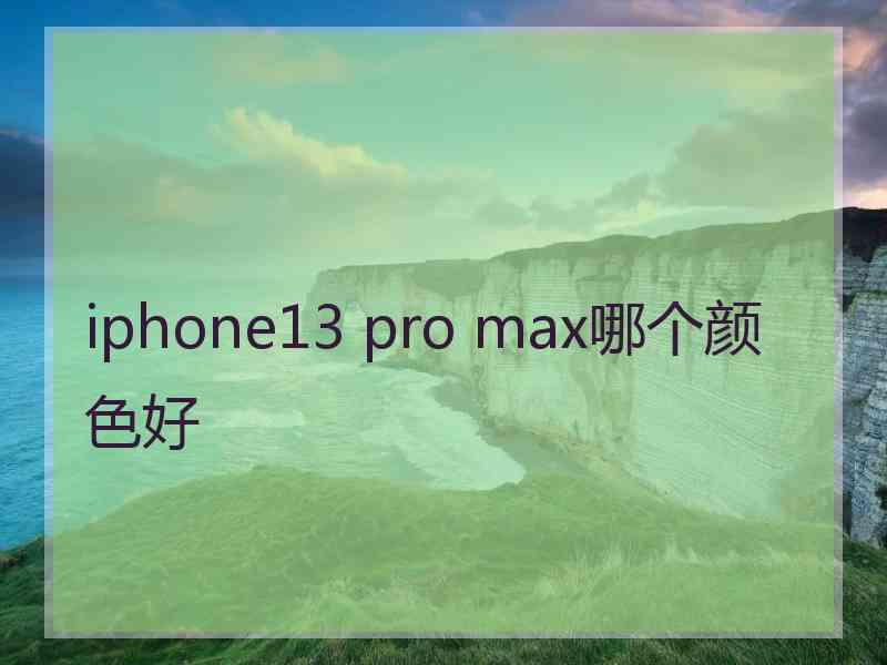 iphone13 pro max哪个颜色好