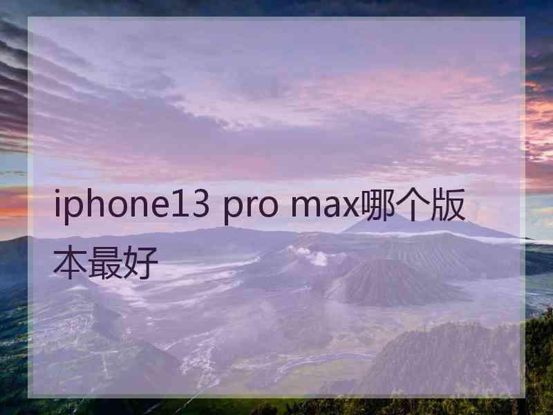 iphone13 pro max哪个版本最好