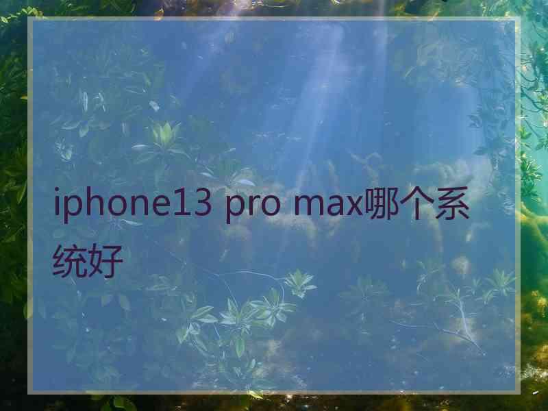 iphone13 pro max哪个系统好