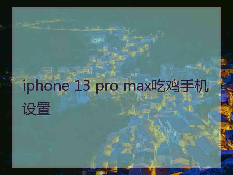 iphone 13 pro max吃鸡手机设置