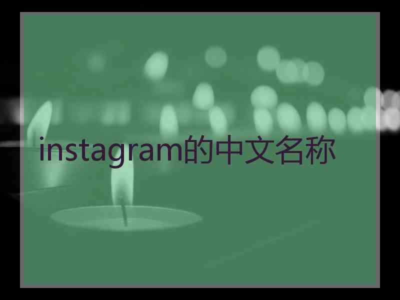 instagram的中文名称