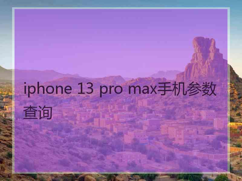 iphone 13 pro max手机参数查询