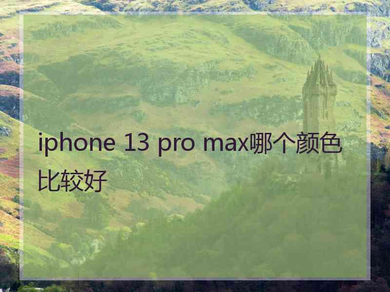 iphone 13 pro max哪个颜色比较好