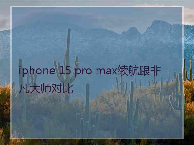 iphone 15 pro max续航跟非凡大师对比