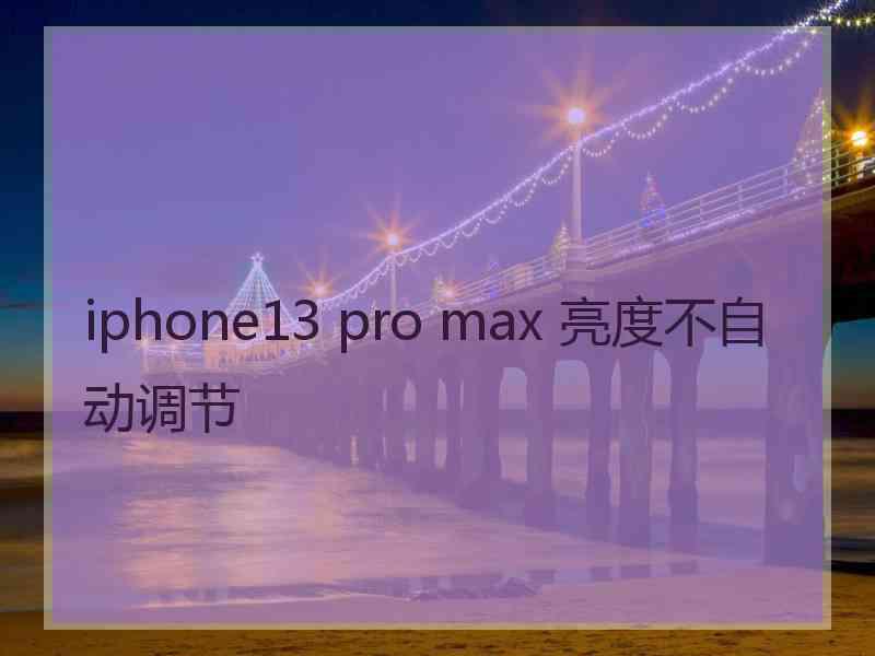 iphone13 pro max 亮度不自动调节