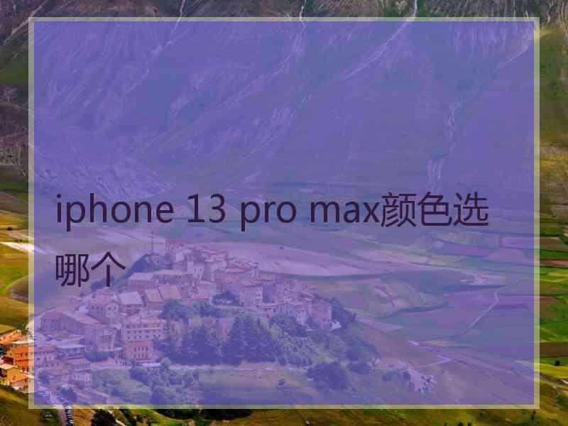 iphone 13 pro max颜色选哪个