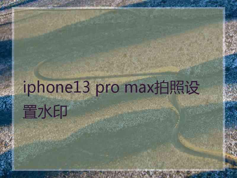 iphone13 pro max拍照设置水印