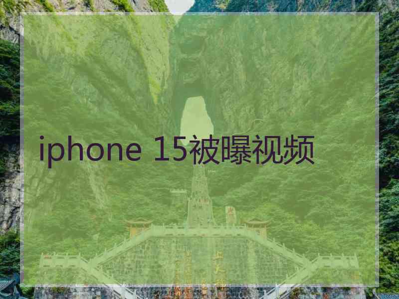 iphone 15被曝视频