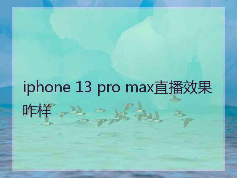 iphone 13 pro max直播效果咋样