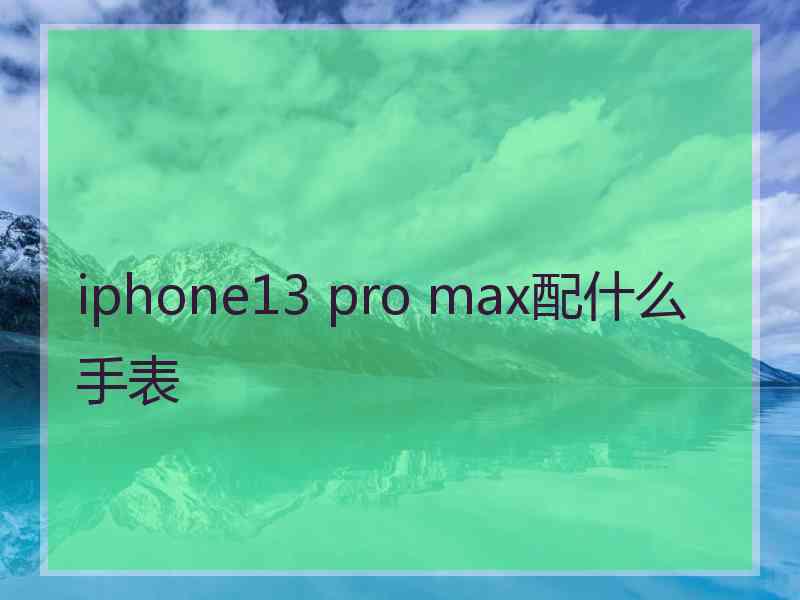 iphone13 pro max配什么手表