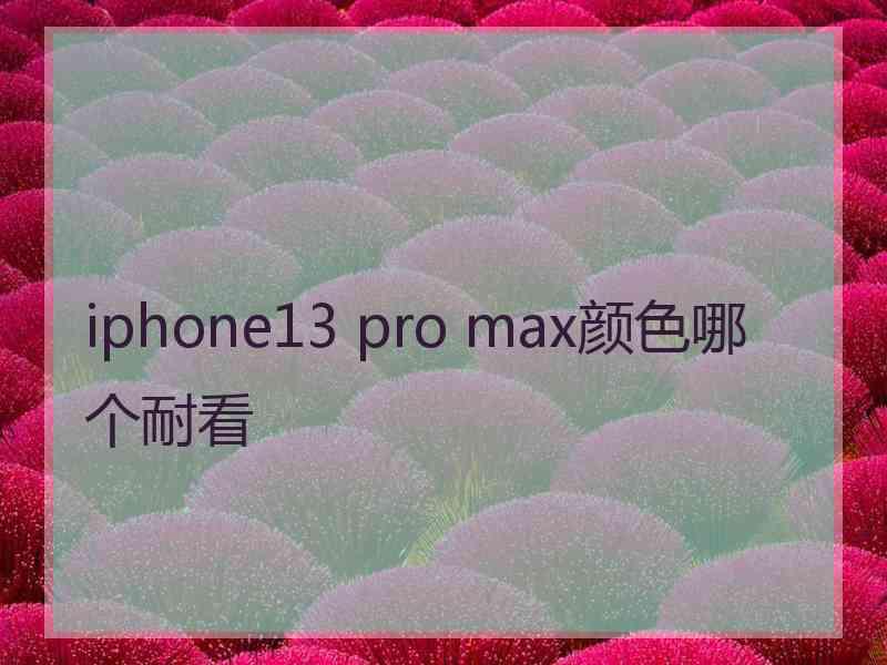 iphone13 pro max颜色哪个耐看