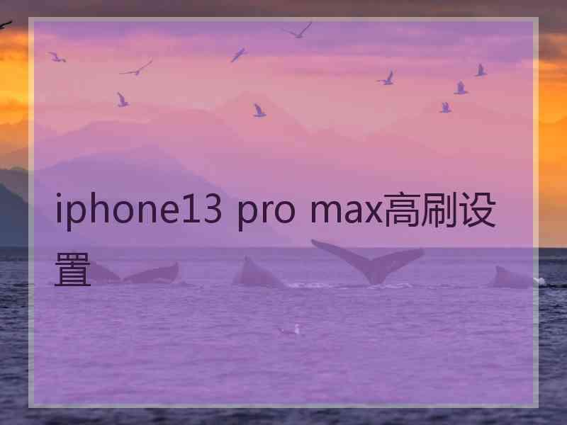 iphone13 pro max高刷设置