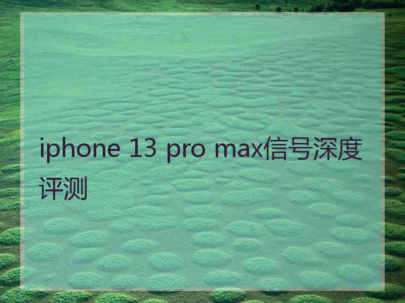 iphone 13 pro max信号深度评测