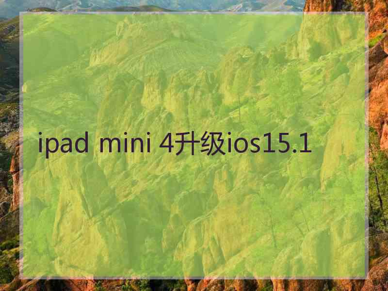 ipad mini 4升级ios15.1